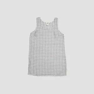 Warm Blue Gingham Linen Nightdress