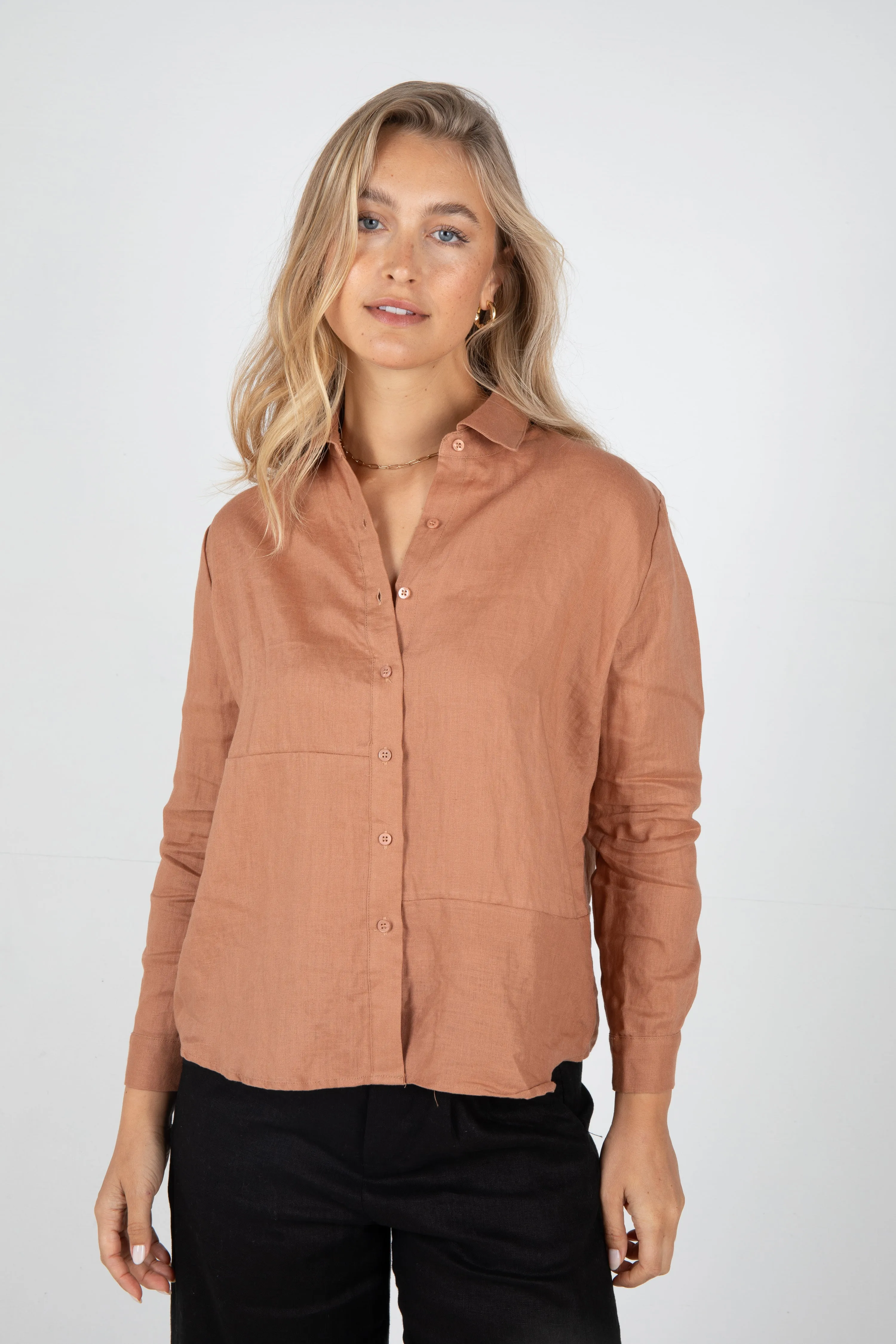 WESLEY LINEN SHIRT - RUST