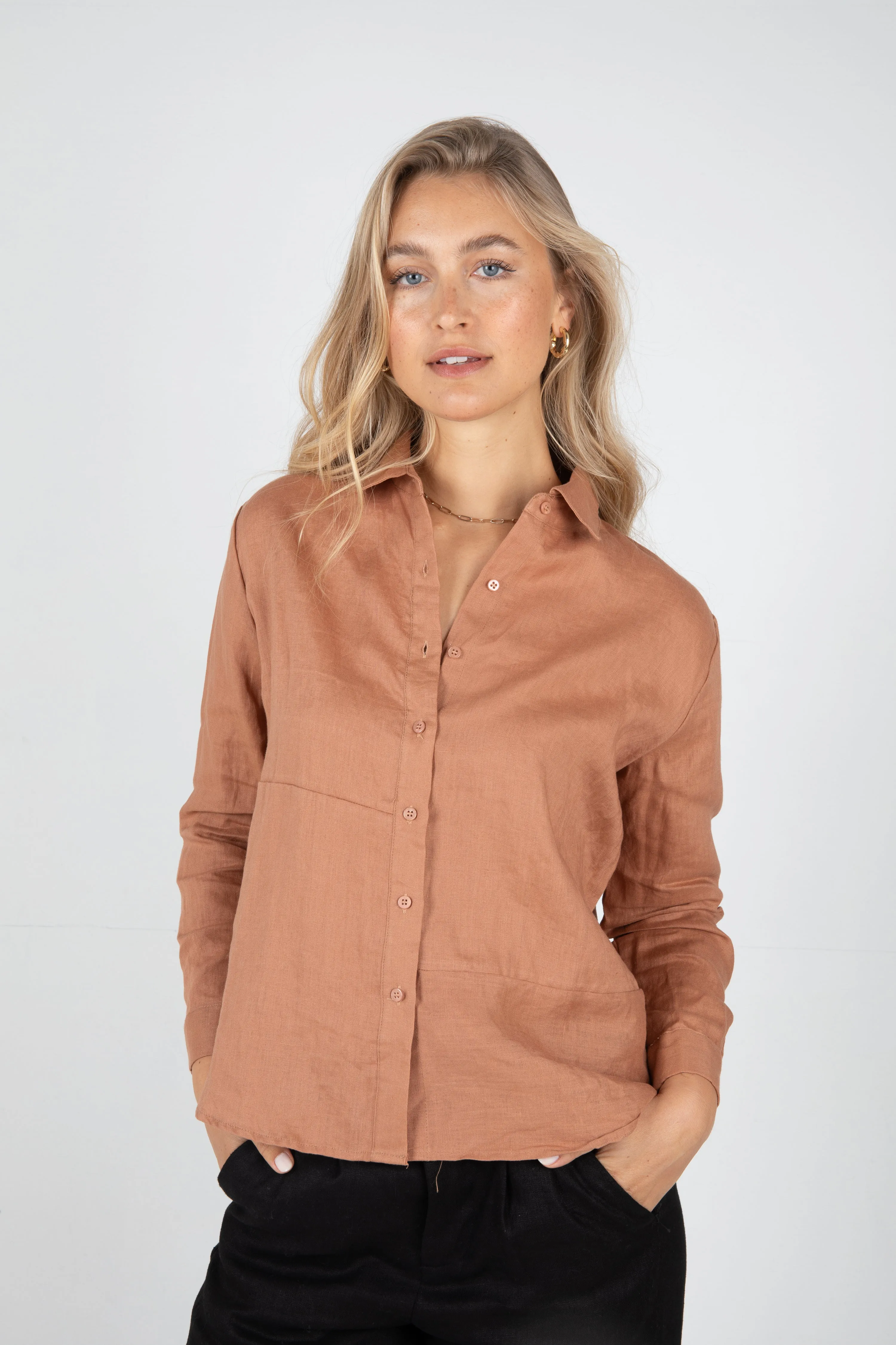 WESLEY LINEN SHIRT - RUST