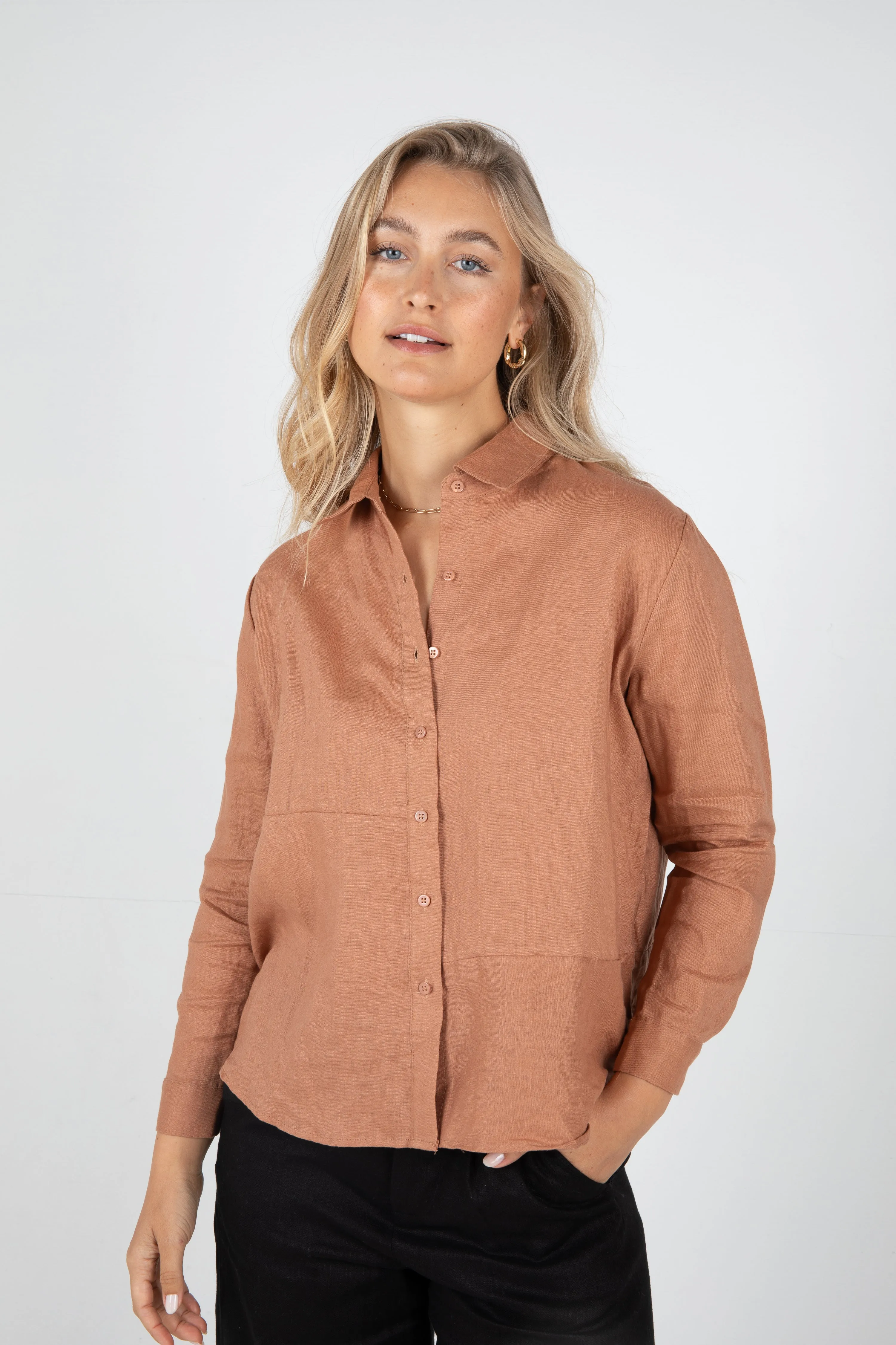 WESLEY LINEN SHIRT - RUST