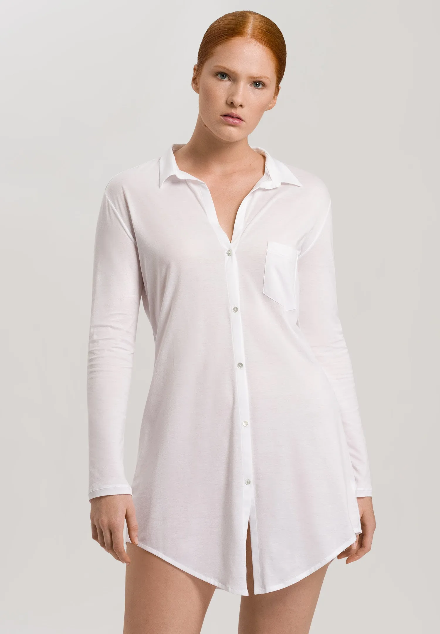 White Cotton Deluxe Long Sleeve Nightshirt