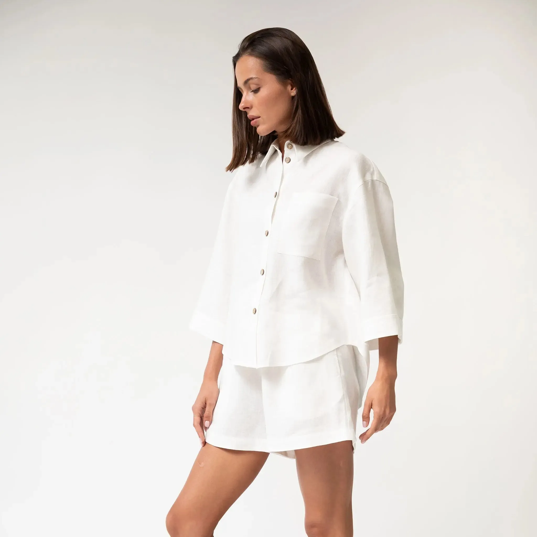 White Heavy Linen Shorts Perfect Days