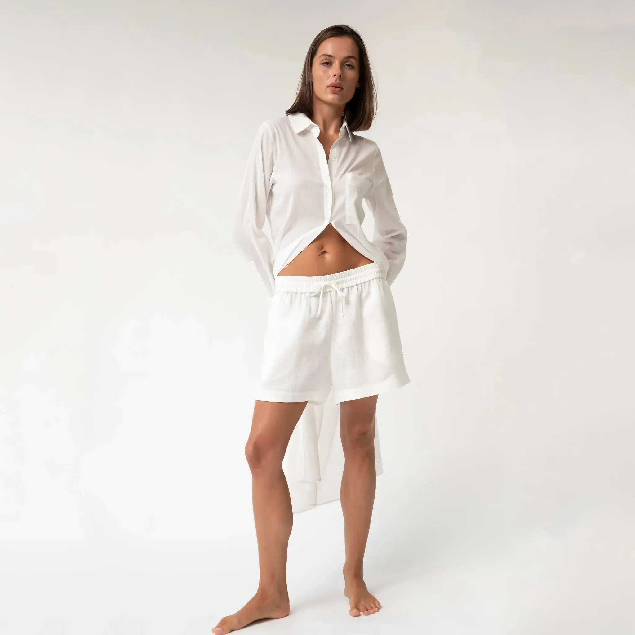 White Heavy Linen Shorts Perfect Days