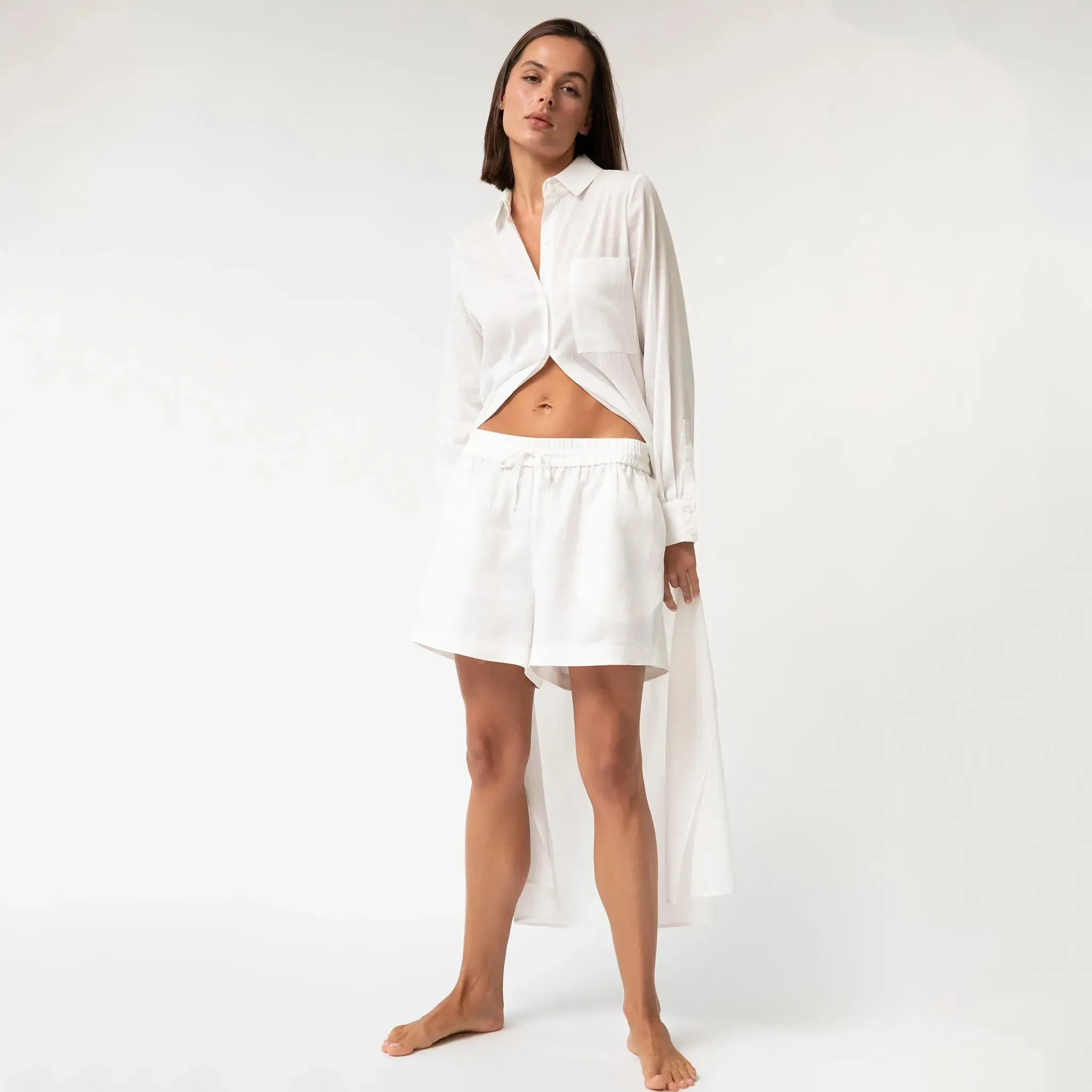 White Heavy Linen Shorts Perfect Days