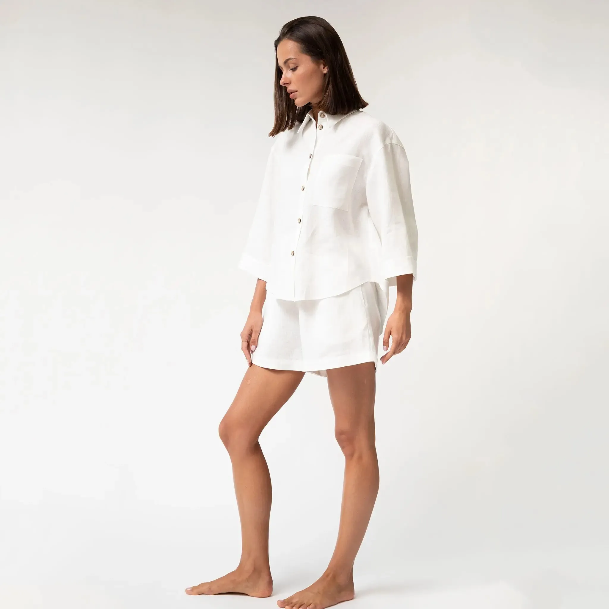 White Heavy Linen Shorts Perfect Days