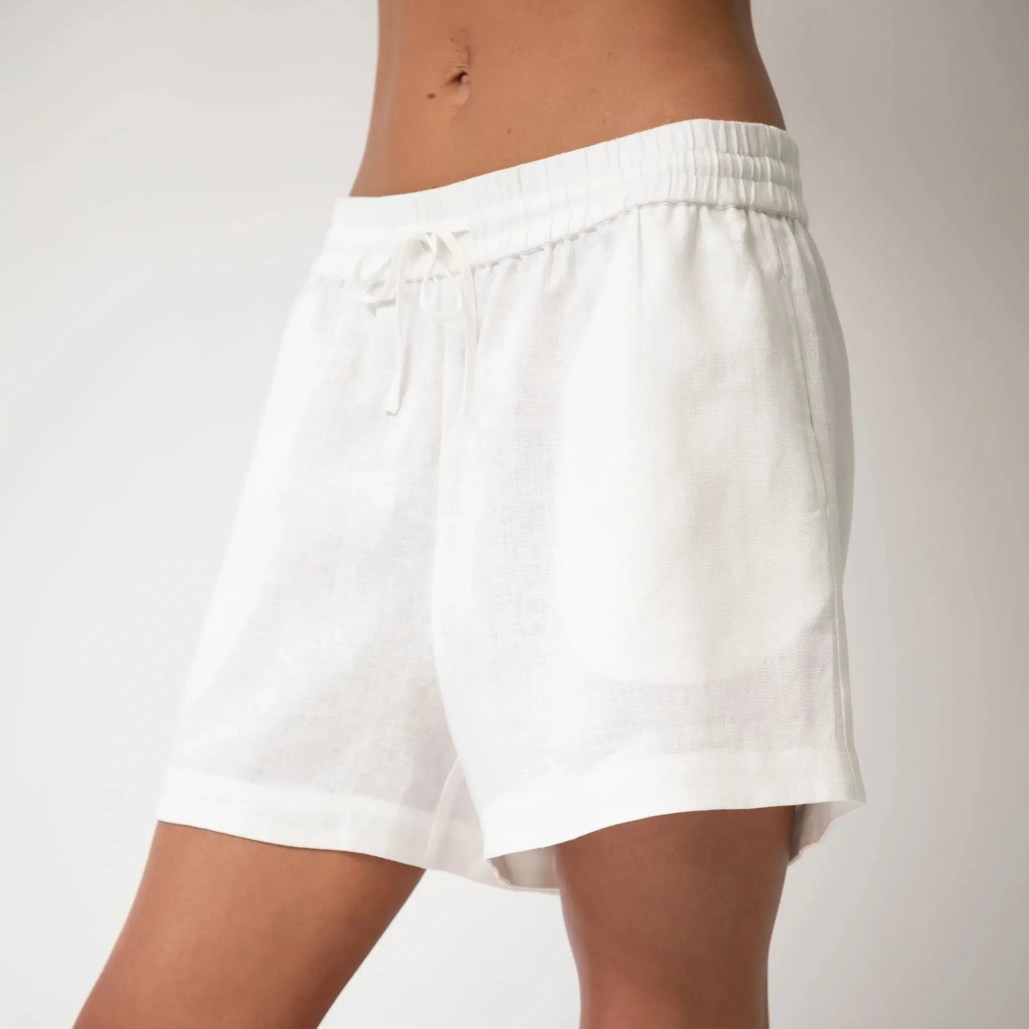 White Heavy Linen Shorts Perfect Days