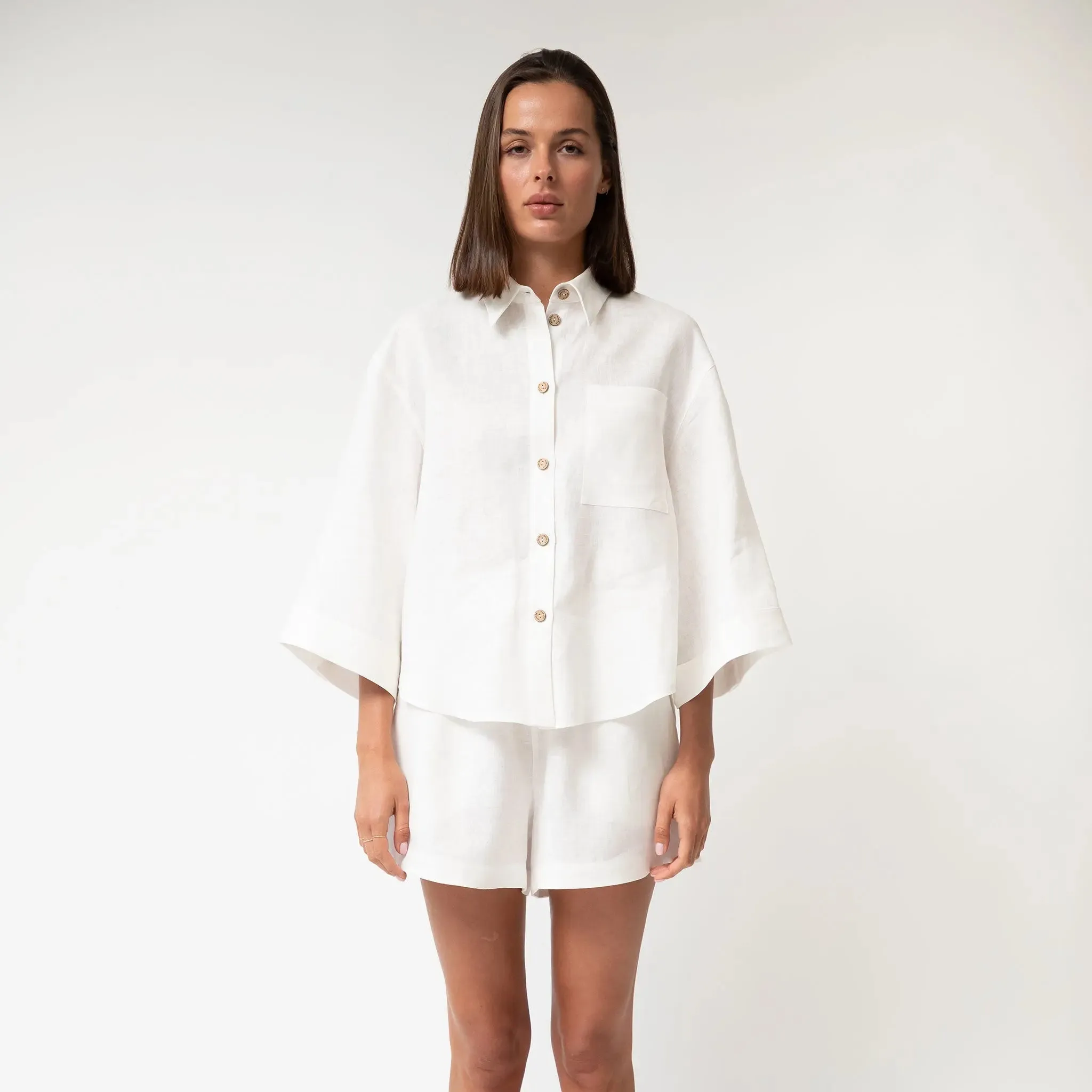 White Heavy Linen Shorts Perfect Days