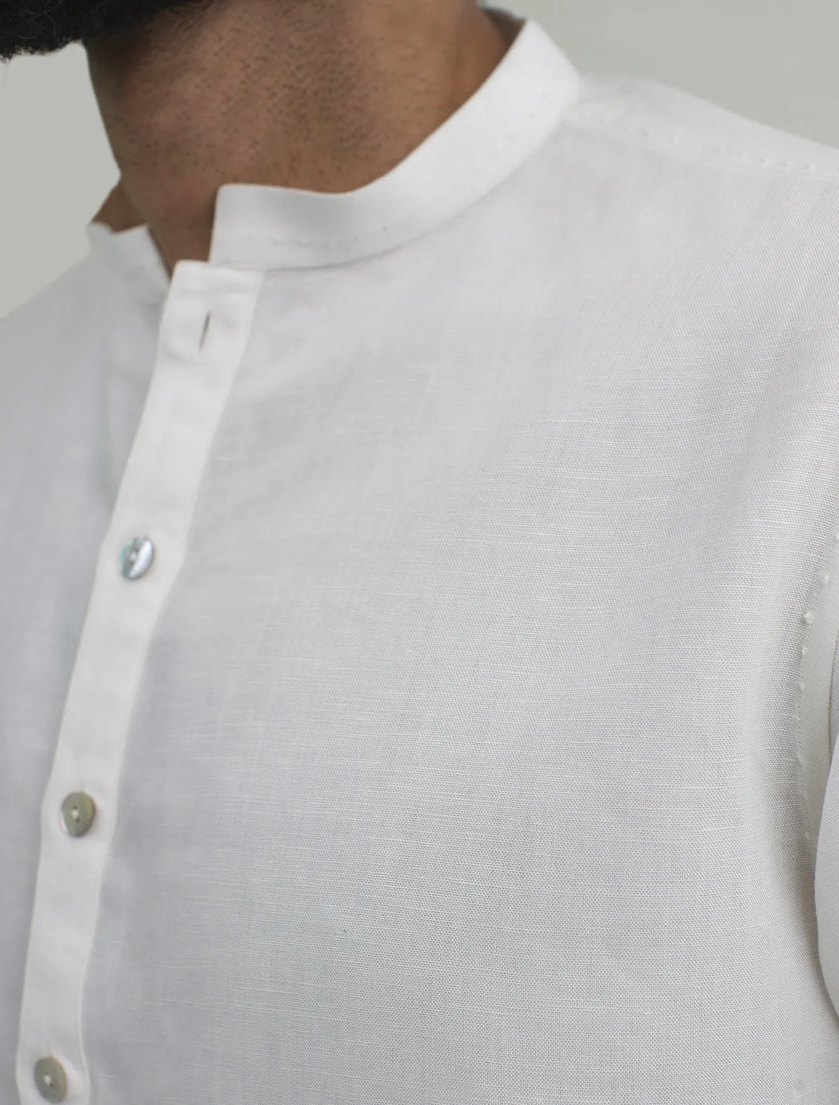 WHITE IRISH LINEN KURTA PAJAMA