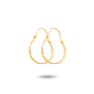 Yellow Gold Bamboo Dangle Hoop Earrings